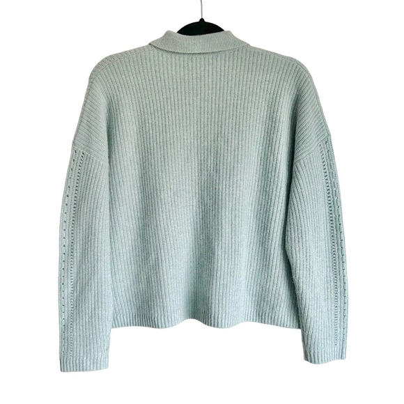 Garnet Hill Ida 100% Cashmere Button Front Cardigan Womens M Light Blue - Picture 3 of 8